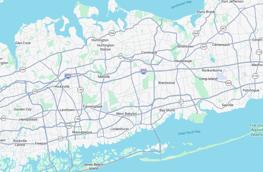 Map of Melville, New York on Long Island